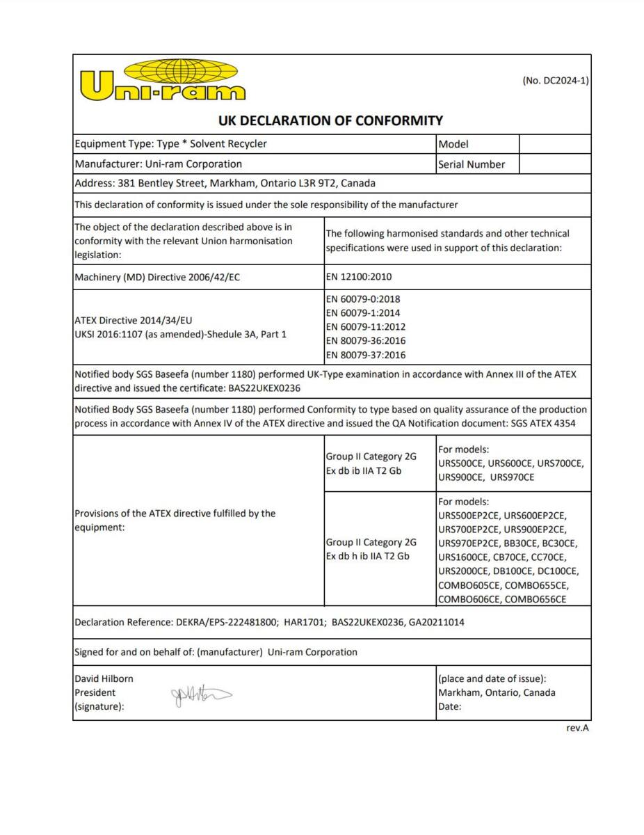 UK Declaration Of Conformity