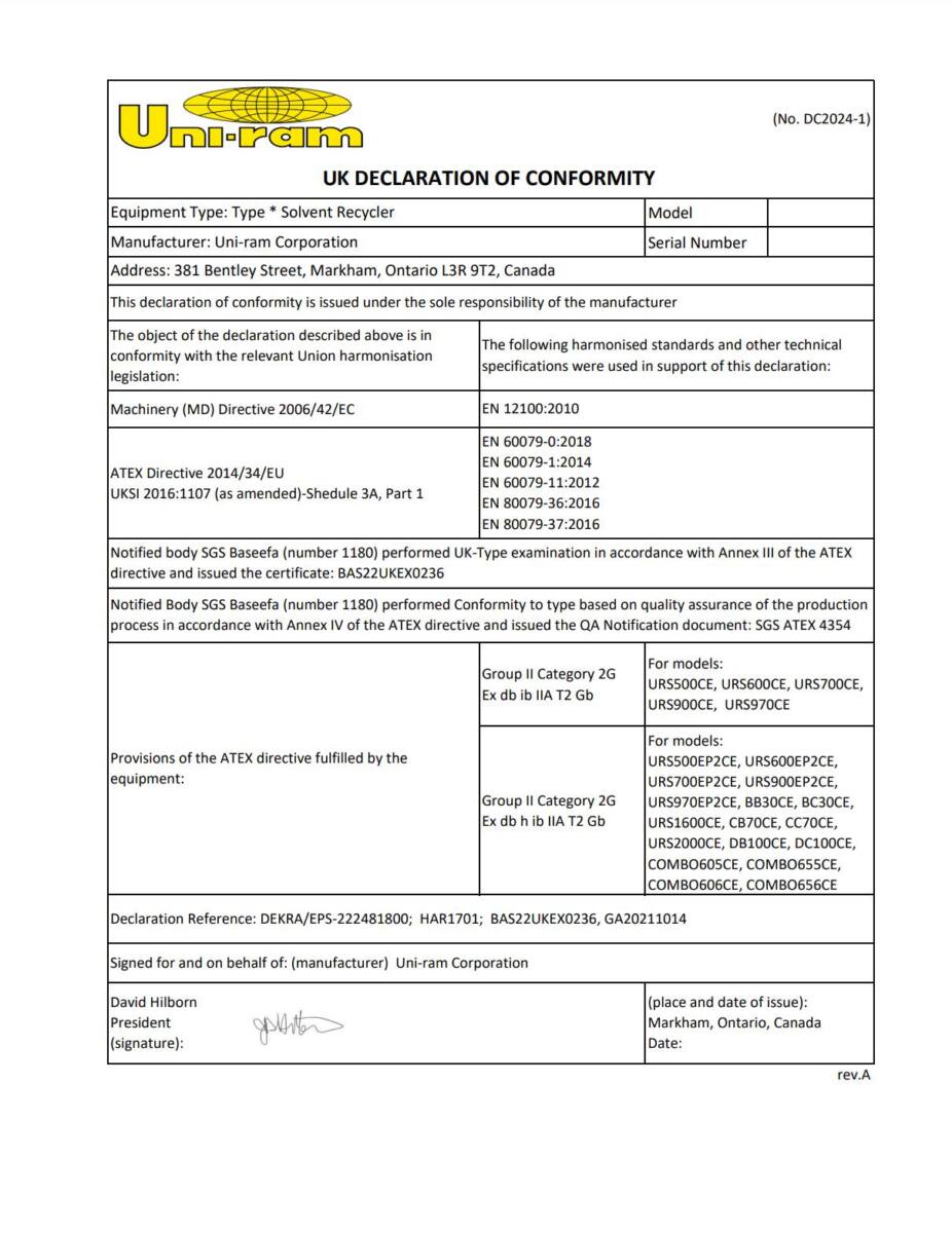 UK-Declaration-Of-Conformity for Uni-ram